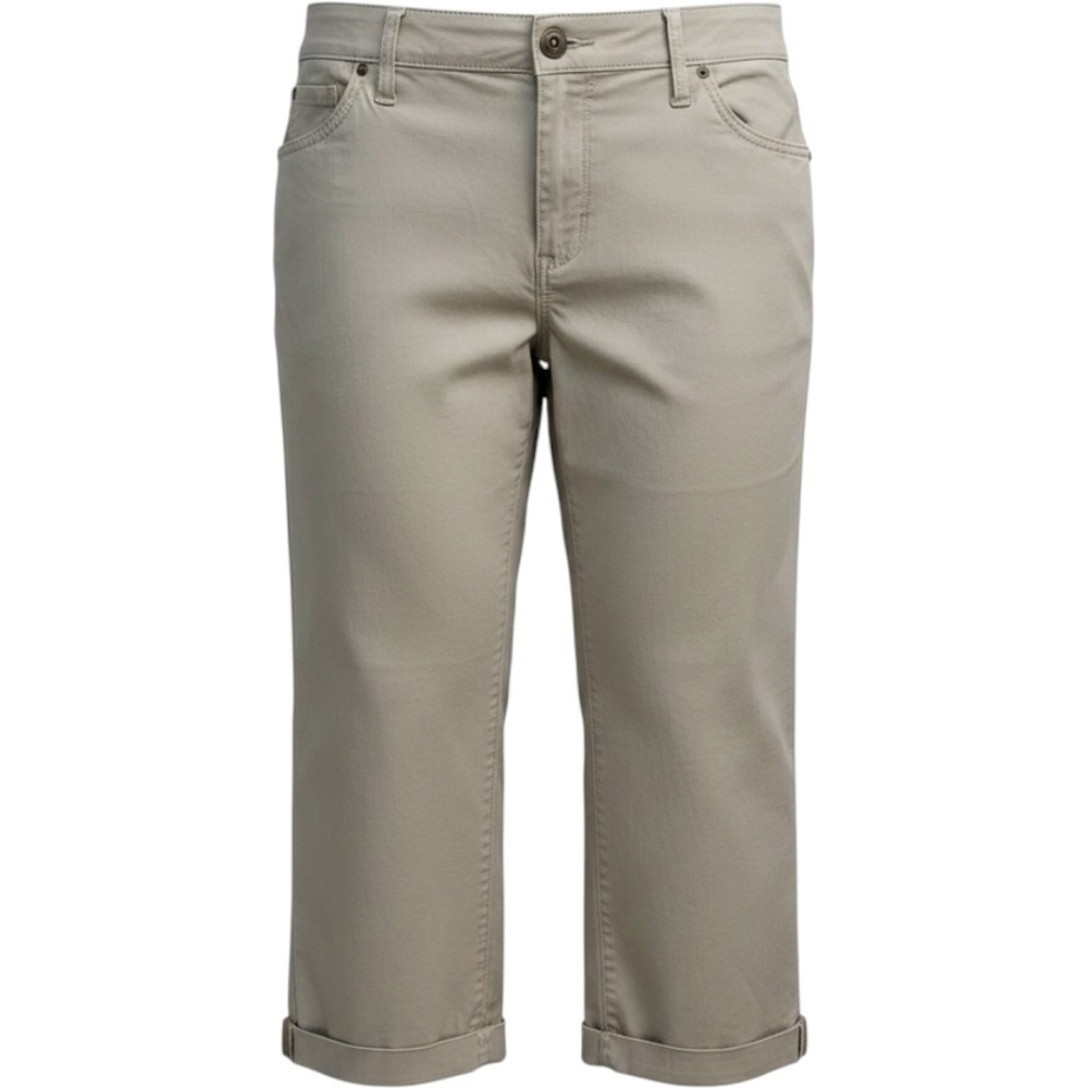 Calvin Klein Jeans Womens Khaki Capri Pants Size 14 Tan Cropped‎ Cuffed Utility